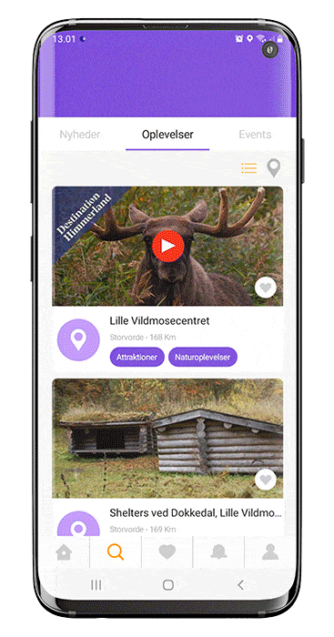 Animeret gif der viser GoVisit app - oplevelser i Danmark