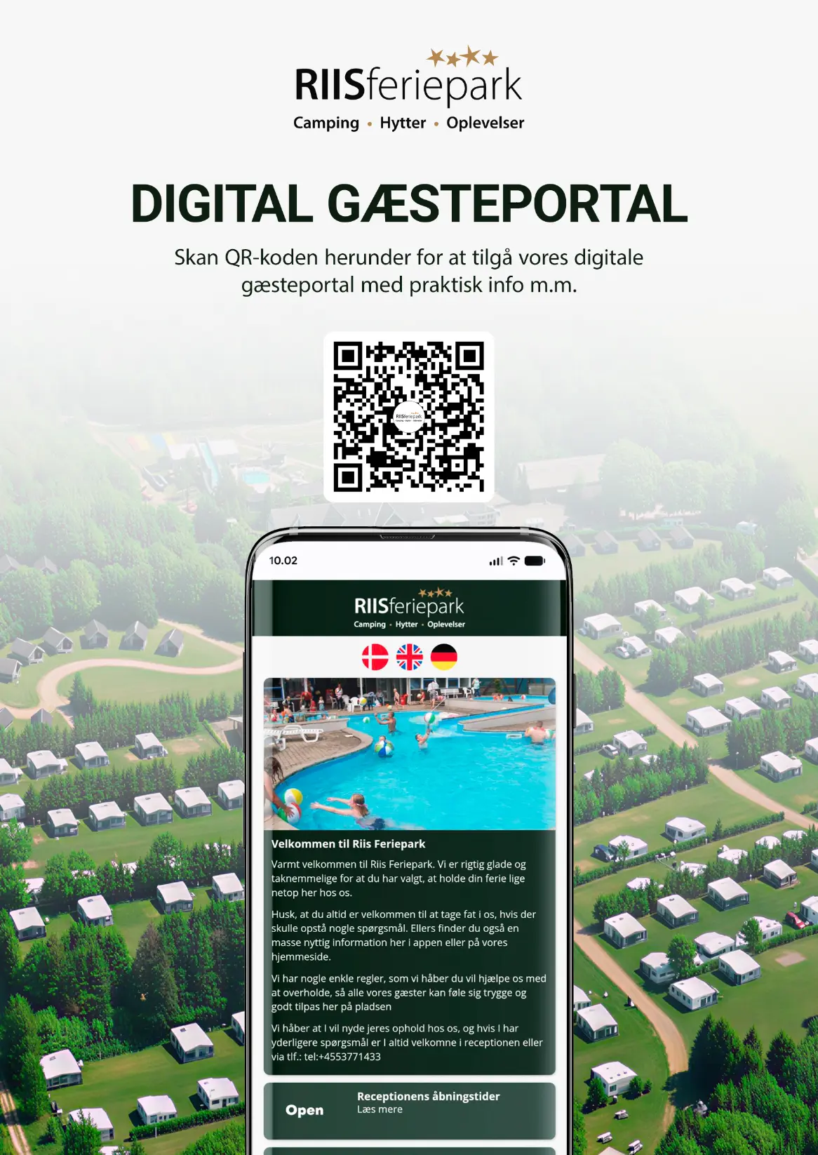 Digital gæsteportal med QR-kode til campingplads