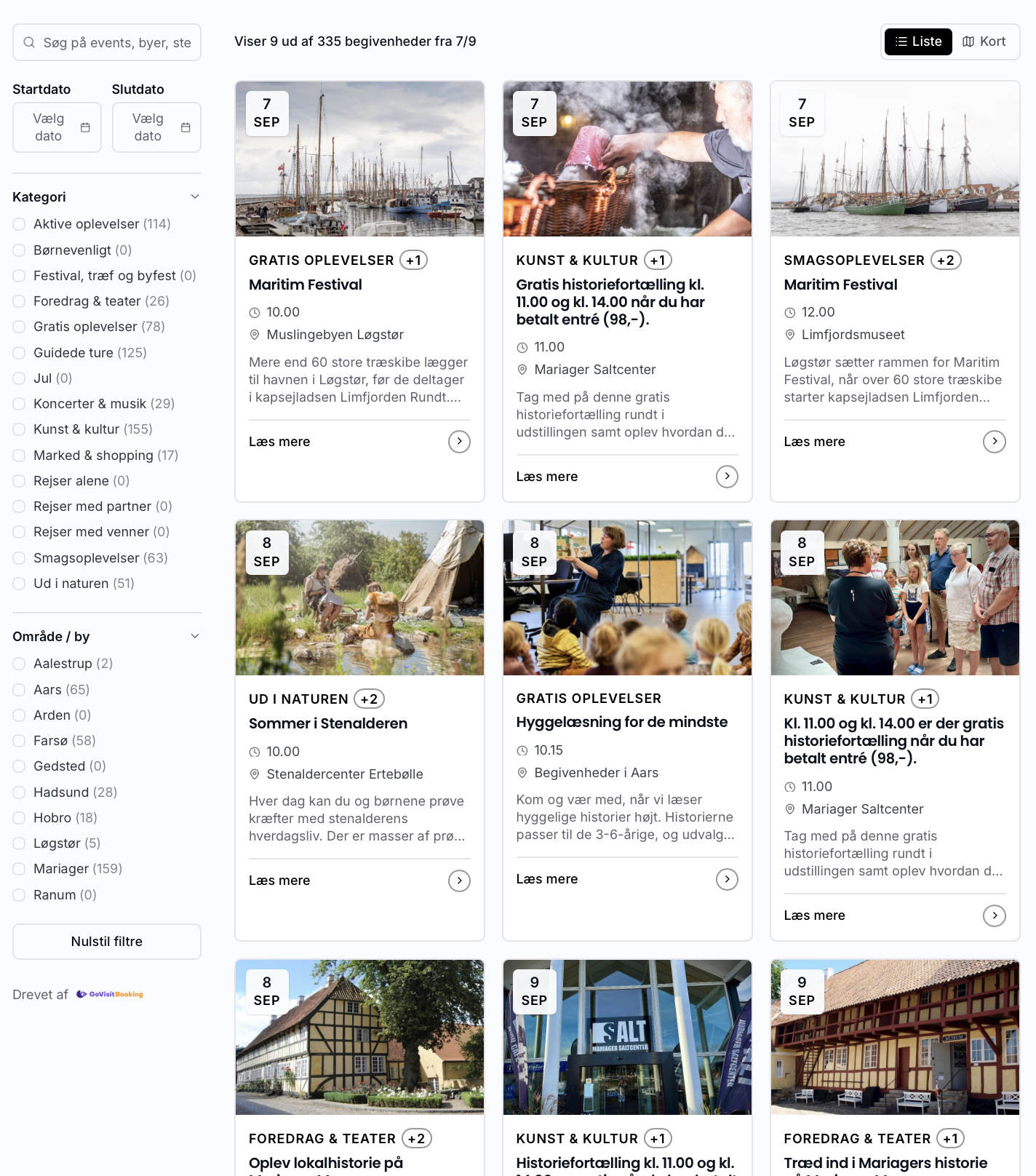Eventkort vist på computer i GoVisit
